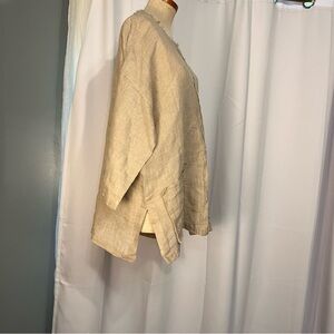 Match point linen mesh tunic raw-edge finish oversized sz M front patch pockets
